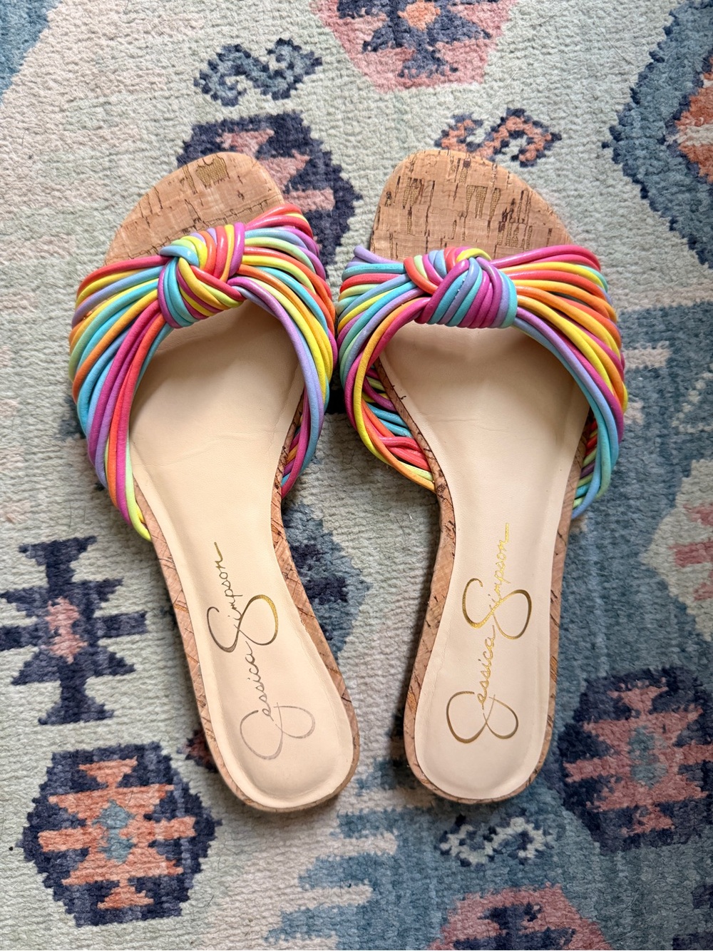 Jessica Simpson Multicolor Knot Slide Sandals